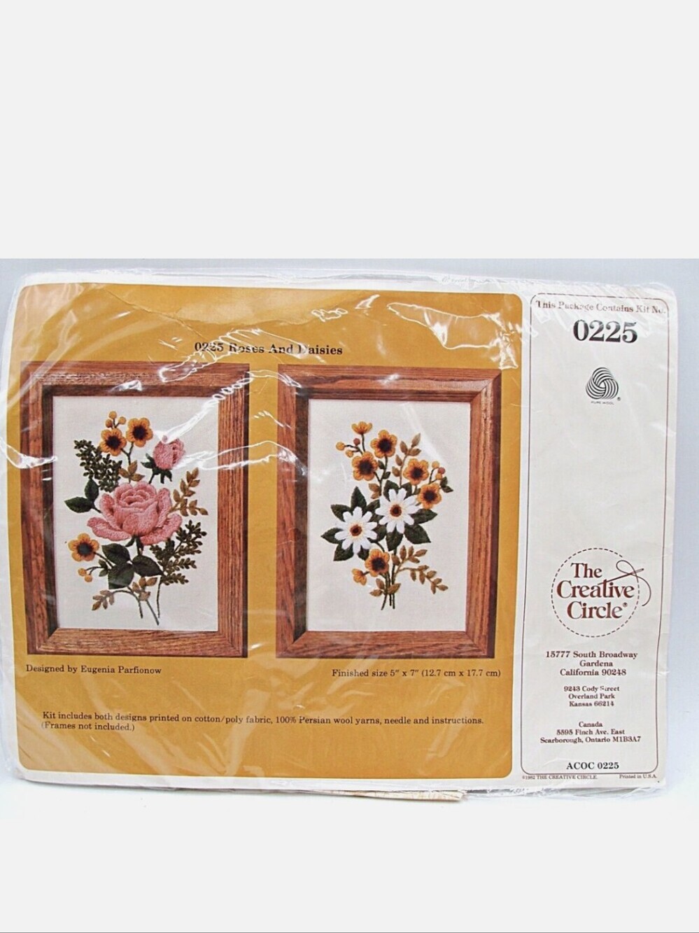 Creative Circle Rose Daisies Needlepoint Kit with Persian Wool yarn Vintage 1983